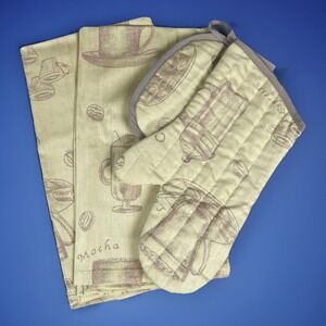 Bodrum Organic 2x Tea Towel, Oven Mitt & Pot Holder Set - Organic Cotton - NEW
